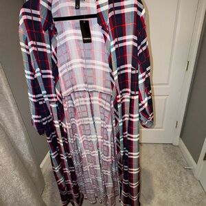 Torrid Multicolor Plaid Longline Cardigan